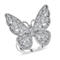 Luxuriant Lab Grown Diamond (G-H, SI) Butterfly Ring in Rhodium Over Sterling Silver (Size 10.0) 1.00 ctw - Sticky add to cart bar