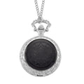 Strada Shungite Japanese Movement Hexagonal Pocket Watch with Chain (36 Inches) in Silvertone 2.00 ctw - Sticky add to cart bar