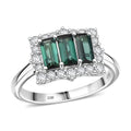 Certified & Appraised 10K White Gold Premium Pirineu Lagoon Tourmaline, Luxuriant Lab Grown Diamond (G-H, SI) Ring (Size 10.0) 1.50 ctw - Sticky add to cart bar