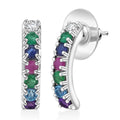 D'Joy Multi Gemstone and Lab Grown Diamond I1 1.50 ctw Earrings in Rhodium Over Sterling Silver - Sticky add to cart bar