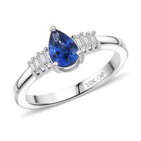 GP AAA Ceylon Blue Sapphire and Diamond I3 0.80 ctw Ring in 10K White Gold (Size 7.0)