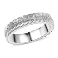 D'Joy Rhodium Over Sterling Silver Feather Band Ring (Size 10.0) (4.75 g) - Sticky add to cart bar