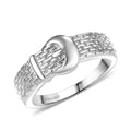 D'Joy Rhodium Over Sterling Silver Buckle Ring Sterling Silver (Size 10.0) (4.0 g) - Sticky add to cart bar
