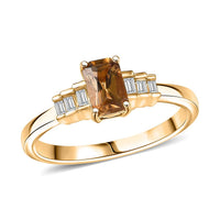 Golden Turkizite, Luxuriant Lab Grown Diamond (G-H, SI) Ring in 18K Vermeil YG Over Sterling Silver (Size 10.0) 0.70 ctw