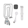 S9 Smart Multi-functional Silver Smart Watch with White Silicone Strap and Robot Pendant Necklace (36 Inches) in Silvertone - Sticky add to cart bar