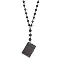 Genoa Black Obsidian 145.00 ctw Japanese Movement Bible Pocket Watch with Chain 36 Inches in Aged Black Silvertone - Sticky add to cart bar