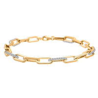 Luxuriant Lab Grown Diamond G-H SI 1.00 ctw Paper Clip Chain Bracelet in 18K Vermeil Yellow Gold Over Sterling Silver (6.50 In)