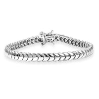 D'Joy Herringbone Linking Bracelet in Rhodium Over Sterling Silver (7.25 In) 14.70 Grams