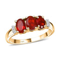 D'Joy Mexican Cherry Fire Opal, Diamond Ring in 18K Vermeil YG Over Sterling Silver (Size 10.0) 0.90 ctw - Sticky add to cart bar