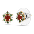 D'Joy Mexican Cherry Fire Opal and Multi Gemstone 0.50 ctw Classic Halo Earrings in 18K Vermeil Yellow Gold Over Sterling Silver - Sticky add to cart bar