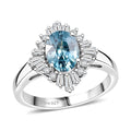 D'Joy Premium Cambodian Blue Zircon, Moissanite Ring in Rhodium Over Sterling Silver (Size 10.0) 2.60 ctw - Sticky add to cart bar