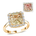 Certified & Appraised Luxoro Asscher Cut AAA Turkizite and G-H I2 Diamond 4.50 ctw Ring in 10K Yellow Gold (Size 10.0) - Sticky add to cart bar