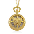 Strada Japanese Movement Rose Pattern Rotating Butterfly Pocket Watch with Chain (36 Inches) in Goldtone - Sticky add to cart bar