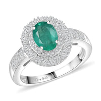 D'Joy Tanzanite, Diamond (0.50 cts) Ring in Rhodium Over Sterling Silver (Size 10.0) 1.70 ctw