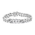 Luxuriant Lab Grown Diamond G-H SI 1.00 ctw Cuban Link Chain Bracelet in Rhodium Over Sterling Silver (6.50 In) - Sticky add to cart bar