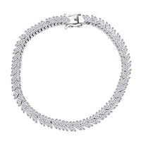 Luxuriant Lab Grown Diamond G-H SI 4.25 ctw Chevron Bracelet in Rhodium Over Sterling Silver (7.25 In)