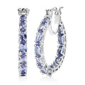 D'Joy Tanzanite Hoop Earrings in Rhodium Over Sterling Silver 5.70 ctw - Sticky add to cart bar