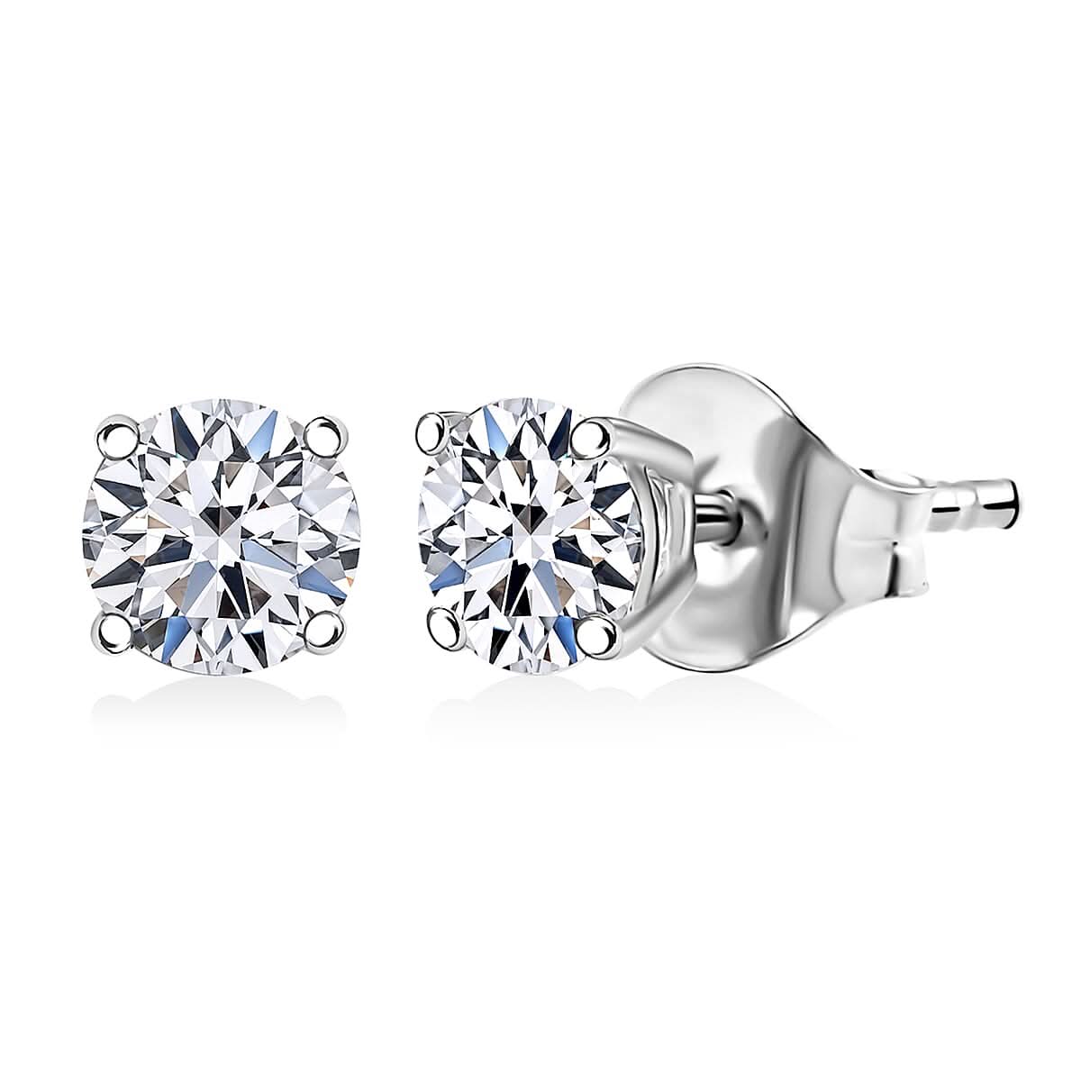 Luxuriant Lab Grown Diamond G-H SI 1.00 ctw Solitaire Stud Earrings in Rhodium Over Sterling Silver