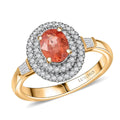 Luxoro 14K Yellow Gold AAA Padparadscha Sapphire,  Diamond (I2) Ring (Size 7.0) 1.35 ctw - Sticky add to cart bar
