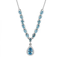 D'Joy Premium Cambodian Blue Zircon and Moissanite 4.50 ctw Dynasty Drip Necklace in Rhodium Over Sterling Silver 18 Inches - Sticky add to cart bar
