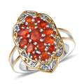 D'Joy Mexican Cherry Fire Opal Ring in 18K Vermeil YG and Rhodium Over Sterling Silver (Size 10.0) 1.65 ctw - Sticky add to cart bar