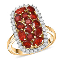 D'Joy Crimson Fire Opal, Moissanite Ring in 18K Vermeil YG Over Sterling Silver (Size 6.0) 2.25 ctw