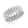 Simulated Pearl, Austrian Crystal Bangle Bracelet in Goldtone (6.50-7.0In) - Sticky add to cart bar