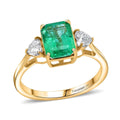 AAA Kagem Zambian Emerald and Luxuriant Lab Grown Diamond E-F VS 3.10 ctw Ring in 14K Yellow Gold (Size 6.0) - Sticky add to cart bar