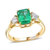 AAA Kagem Zambian Emerald and Luxuriant Lab Grown Diamond E-F VS 3.10 ctw Ring in 14K Yellow Gold (Size 6.0)