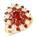 D'Joy Mexican Cherry Fire Opal, Ethiopian Welo Opal Ring in 18K Vermeil YG Over Sterling Silver (Size 6.0) 2.65 ctw - Sticky add to cart bar