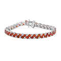 D'Joy Mexican Cherry Fire Opal, Moissanite Bracelet in Rhodium Over Sterling Silver (8.00 In) 8.65 ctw - Sticky add to cart bar