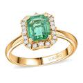 Certified & Appraised Luxoro AAA Kagem Zambian Emerald and I2 Diamond 1.70 ctw Ring in 10K Yellow Gold (Size 10.0) - Sticky add to cart bar
