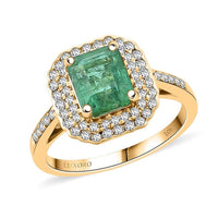 Certified & Appraised Luxoro AAA Kagem Zambian Emerald and I2 Diamond 2.02 ctw Ring in 10K Yellow Gold (Size 10.0)