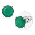 D'Joy Green Onyx Solitaire Stud Earrings in Rhodium Over Sterling Silver 3.60 ctw - Sticky add to cart bar