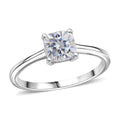 D'Joy Moissanite (Cush 6x6mm) Solitaire Ring in Platinum Over Sterling Silver (Size 10.0) 1.00 ctw - Sticky add to cart bar