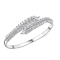 Simulated Diamond Bangle Bracelet in Silvertone (7.50 In) 3.80 ctw - Sticky add to cart bar