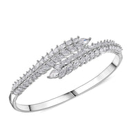 Simulated Diamond Bangle Bracelet in Silvertone (7.50 In) 3.80 ctw