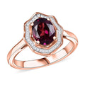 GP Radiant Ember Garnet, Diamond Ring in 18K Vermeil RG Over Sterling Silver (Size 10.0) 1.70 ctw - Sticky add to cart bar