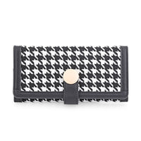 Houndstooth Pattern Faux Leather Wallet with Golden Accent