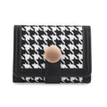 Houndstooth Pattern Faux Leather Wallet with Golden Button - Sticky add to cart bar
