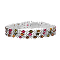 GP Multi-Tourmaline, Multi Gemstone Bracelet in Rhodium Over Sterling Silver (6.50 In) 11.90 ctw - Sticky add to cart bar