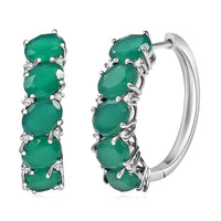 EverTrue Verde Onyx, White Zircon Earrings in Platinum Bond 11.90 ctw