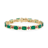 EverTrue Verde Onyx, Synthetic Ruby Bracelet in 18K YG Plated (7.25 In) 19.20 ctw