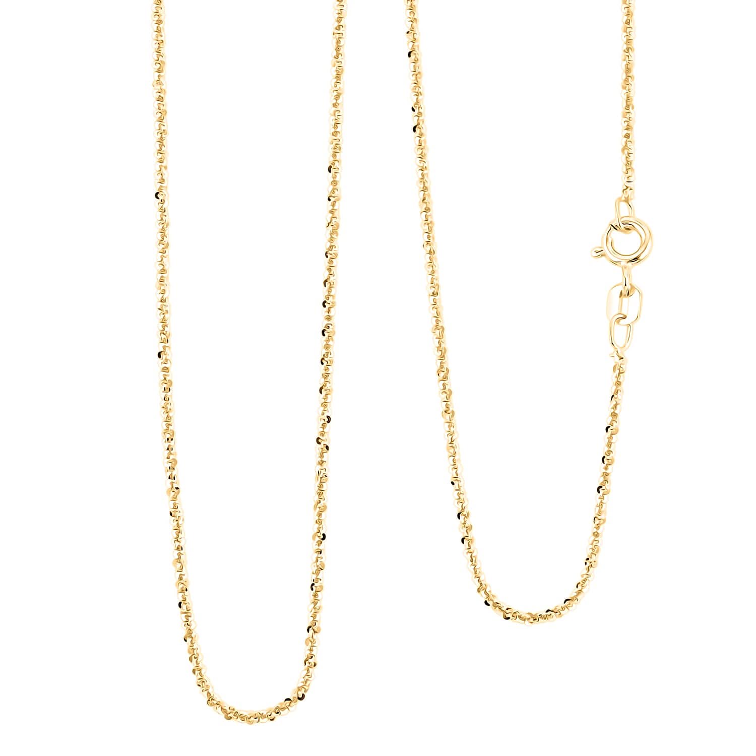 Italian 1.4mm Rock Chain Necklace in 14K YG Over Sterling Silver 2.24 Grams 20 Inches