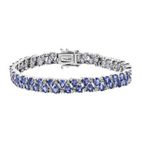D'Joy Tanzanite, White Zircon Bracelet in Rhodium Over Sterling Silver (6.50 In) 10.60 ctw