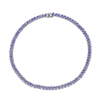 D'Joy Tanzanite and White Zircon 26.35 ctw Royal Cascade Necklace in Rhodium Over Sterling Silver 18 Inches