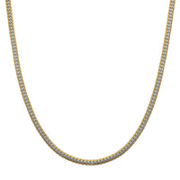 Flat Curb Chain Necklace in ION Plated YG and Stainless Steel 20-22 Inches