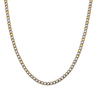 Two-tone Cuban Chain Necklace in ION Plated YG and Stainless Steel 20-22 Inches