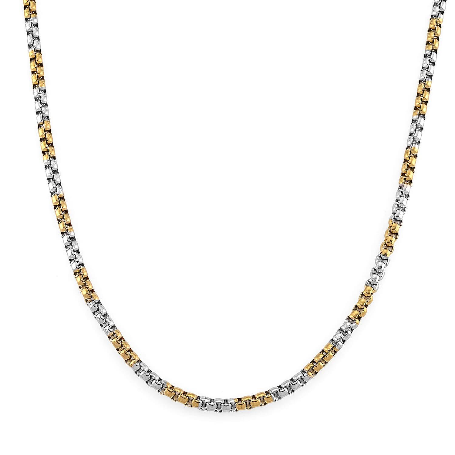 Two-tone Pop Chain Necklace in ION Plated YG and Stainless Steel 20-22 Inches