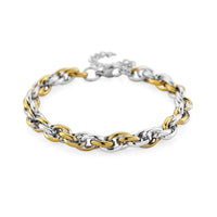 Two-tone Oval Link Chain Bracelet (8-10In) in ION Plated YG and Stainless Steel